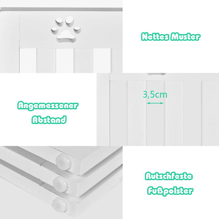 Freestanding Wooden Pet Gate Folding Dog Gate 3 Panels 151.5 x 60 x 1.5 cm White