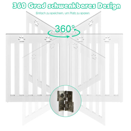 Freestanding Wooden Pet Gate Folding Dog Gate 3 Panels 151.5 x 60 x 1.5 cm White