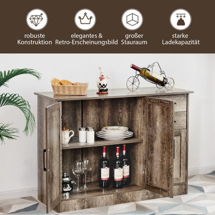Freestanding buffet cabinet with 2 drawers, 3 doors and 1 adjustable shelf gray