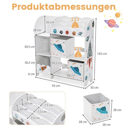 Freestanding children's room cupboard 3-tier children's room shelf UFO white