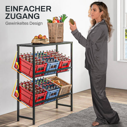 Freestanding 3-tier drink box stand, adjustable shelves