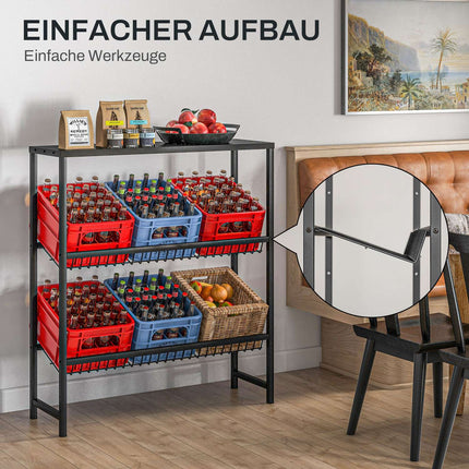 Freestanding 3-tier drink box stand, adjustable shelves