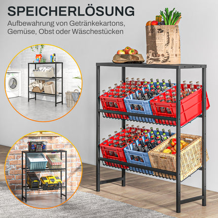 Freestanding 3-tier drink box stand, adjustable shelves
