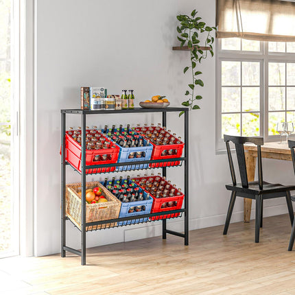 Freestanding 3-tier drink box stand, adjustable shelves