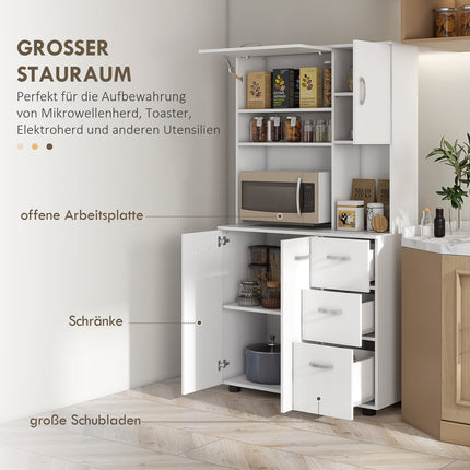 White Freestanding Kitchen Cabinet, 89x39.5x168 cm, MDF
