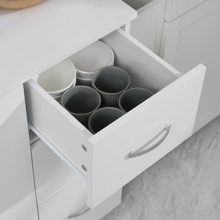 White Freestanding Kitchen Cabinet, 89x39.5x168 cm, MDF