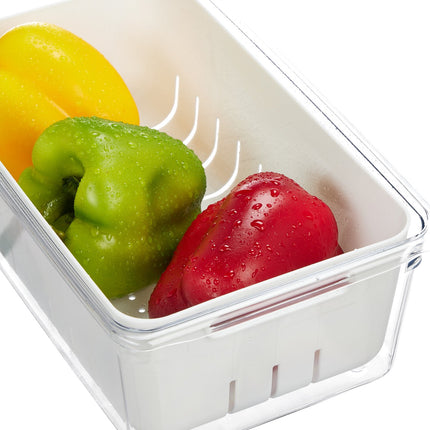 Fridge Organizer with Removable Drainage Basket