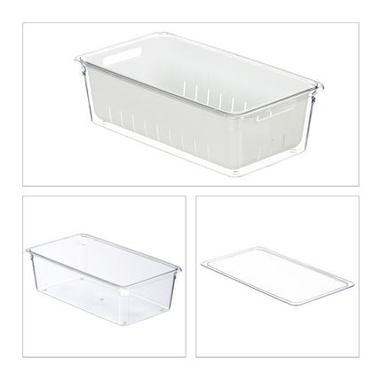 Fridge Storage Containers with Drainage Basket, Set of 4