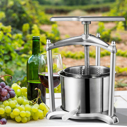 Fruit Wine Press 1.5 Gal, Stainless Steel, Manual T-Handle