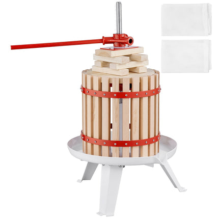 Fruit Wine Press 1.6 Gal, Manual Solid Wood Basket