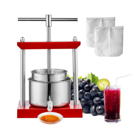 Fruit Wine Press 3L, Stainless Steel, Manual T-Handle