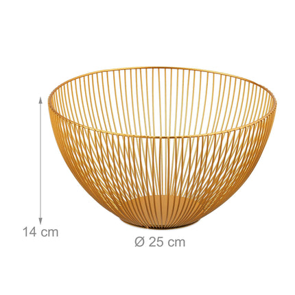 Fruit bowl in gold metal