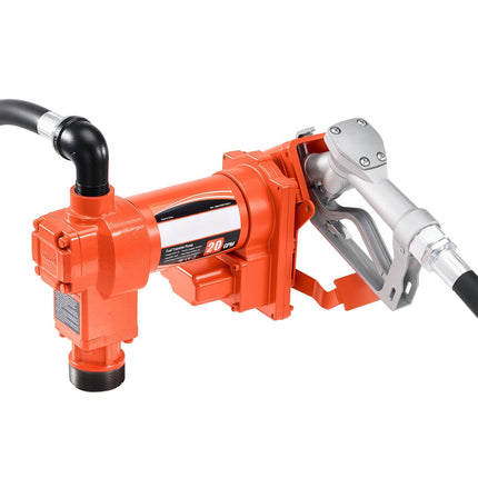 Fuel Transfer Pump 12V, 20 GPM, Manual Nozzle, Hose