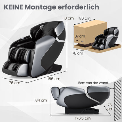 Full Body Massage Chair with Zero Gravity, SL Track, Heat, Black