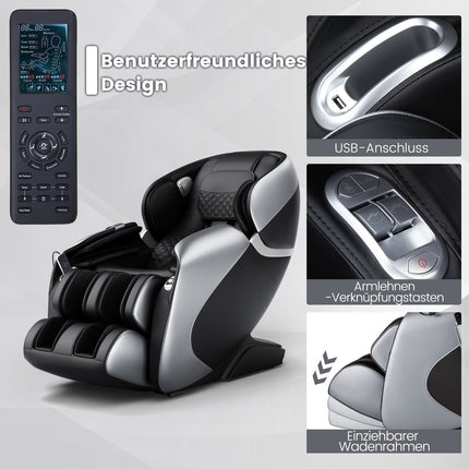 Full Body Massage Chair with Zero Gravity, SL Track, Heat, Black