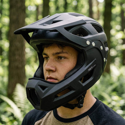 Full-Face Helmet, Black, Detachable Chin Guard, L 58–61 cm
