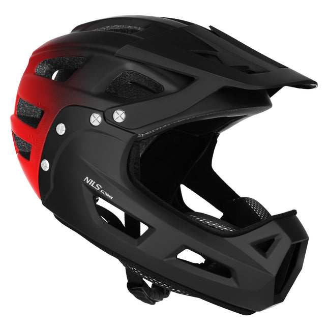 Full-Face Helmet, Size M 56-58 cm, Detachable Chin Guard, Red