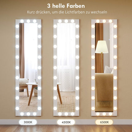 Full-Length Mirror 150x40 cm with LED Lights, 3 Light Modes