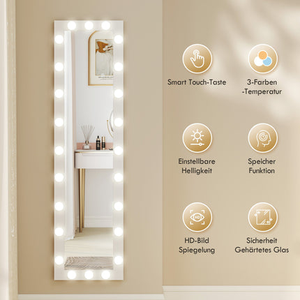 Full-Length Mirror 150x40 cm with LED Lights, 3 Light Modes