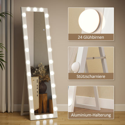 Full-Length Mirror 150x40 cm with LED Lights, 3 Light Modes