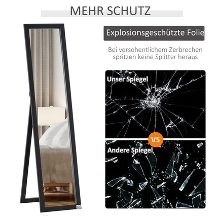 Black Full-length standing mirror, 154x37 cm, Living room/bedroom