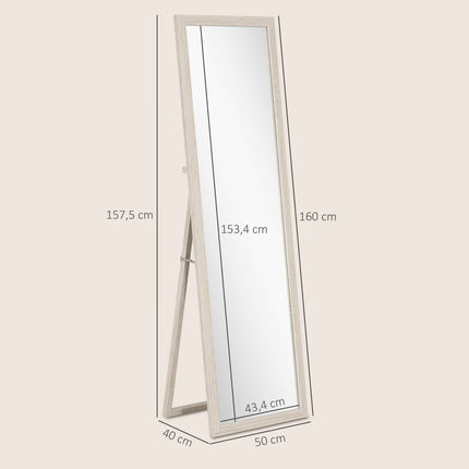 Full-Length Mirror, 160x50 cm, Rectangular, White Frame