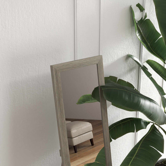 Full-Length Mirror, 37x157 cm, Wall-Mount or Freestanding, Gray