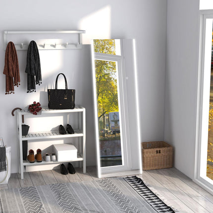 Full length white mirror with LED lights and touch switch