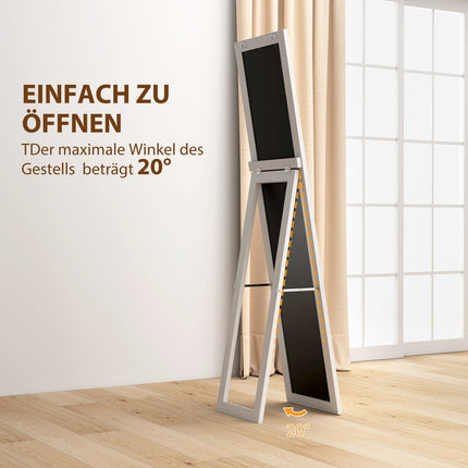 Full-Length Mirror with Frame, Antique Wood Finish, 157 cm