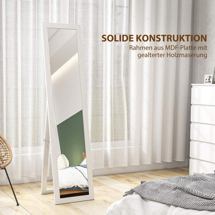 Full-Length Mirror with Frame, Antique Wood Finish, 157 cm