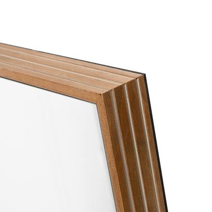 Wall mirror 125x45 cm - Wooden frame, natural finish