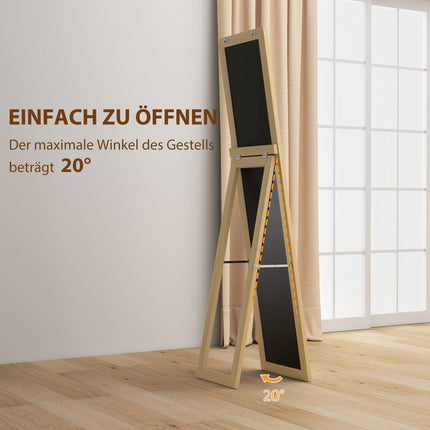 Full-Length Wall Mirror, Oak Frame, 37x40x155 cm