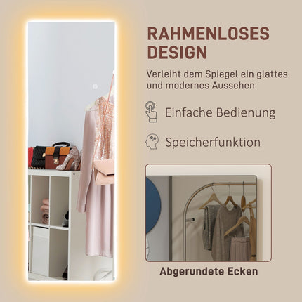 Floor mirror with LED light, Touch Control, 40x120 cm