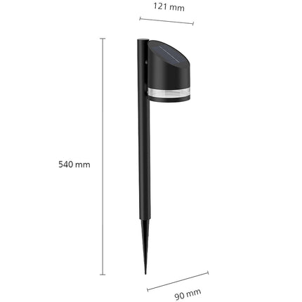 Fyve Garden Lamp Angled Solar Cell Ultra Efficient LED 200lm Black