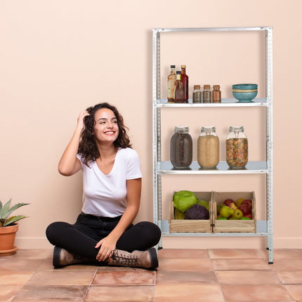 Galvanised Metal Storage Rack with 4 Adjustable Shelves