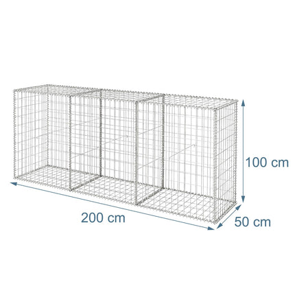 Galvanised Steel Gabion Basket, 100 x 200 x 50 cm