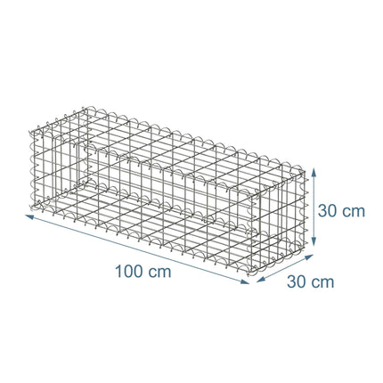 Galvanised Steel Gabion Basket, 100x30x30 cm