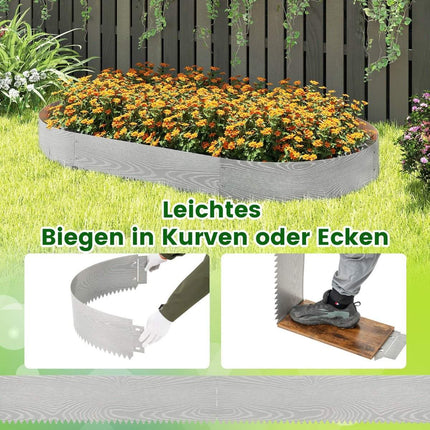 Galvanized Metal Garden Edging, 6-Piece, 110 x 22 cm