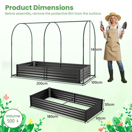Galvanized Raised Garden Bed 6x3x1 Ft With Greenhouse Cover