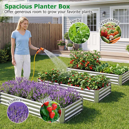 Galvanized Raised Garden Bed 6 x 3 x 1 ft, Open Base