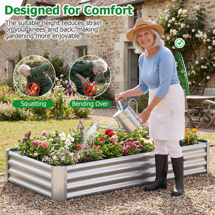 Galvanized Raised Garden Bed 6 x 3 x 1 ft, Open Base