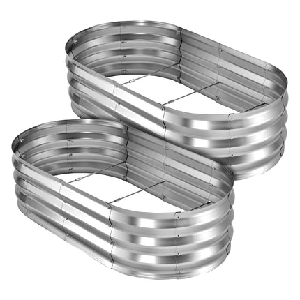Galvanized Raised Garden Beds, 2 Pack, 4x2x1 Ft Oval