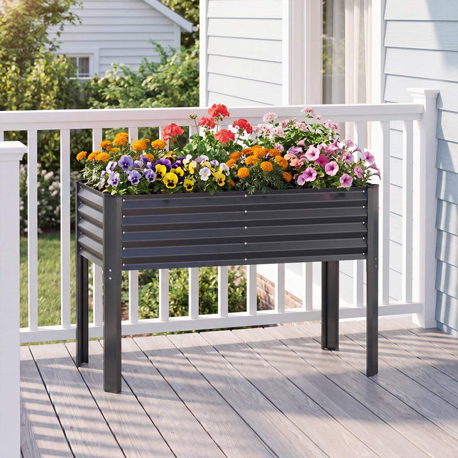 Galvanized Raised Garden Bed with Legs, 46 x 24 in, Gray