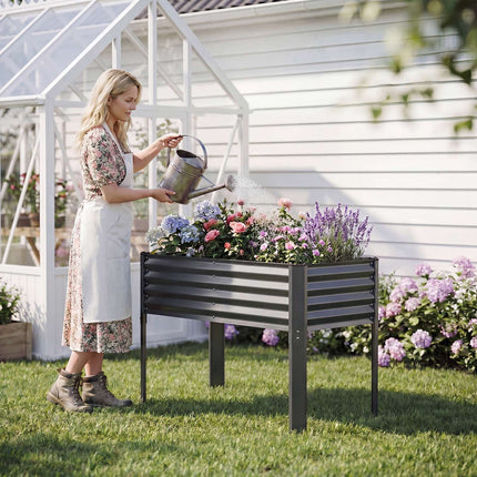 Galvanized Raised Garden Bed with Legs, 46 x 24 in, Gray