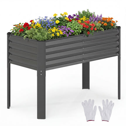 Galvanized Raised Garden Bed with Legs, 46 x 24 in, Gray