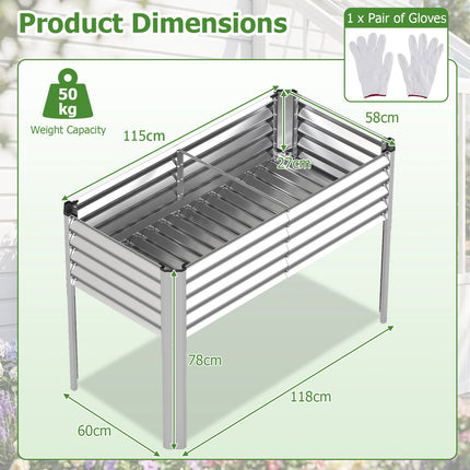 Galvanized Raised Garden Bed with Legs, 46x24x31