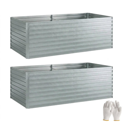 Galvanized Steel Raised Garden Bed Set, 180x90x60 cm, Silver