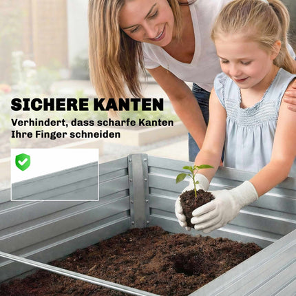 Galvanized Steel Raised Garden Bed Set, 180x90x60 cm, Silver