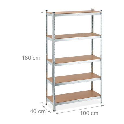 Galvanized shelves for heavy loads with 5 levels