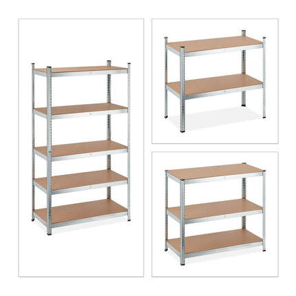 Galvanized shelves for heavy loads with 5 levels
